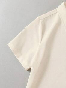 SHEIN Boys' Casual Comfortable Contrast Color Short Sleeve Shirt - Apricot - View 3
