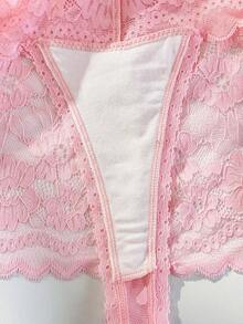 PetitDoll 1 chiếc quần lót dây ren màu hồng có nơ dành cho nữ - Hồng - Xem 6