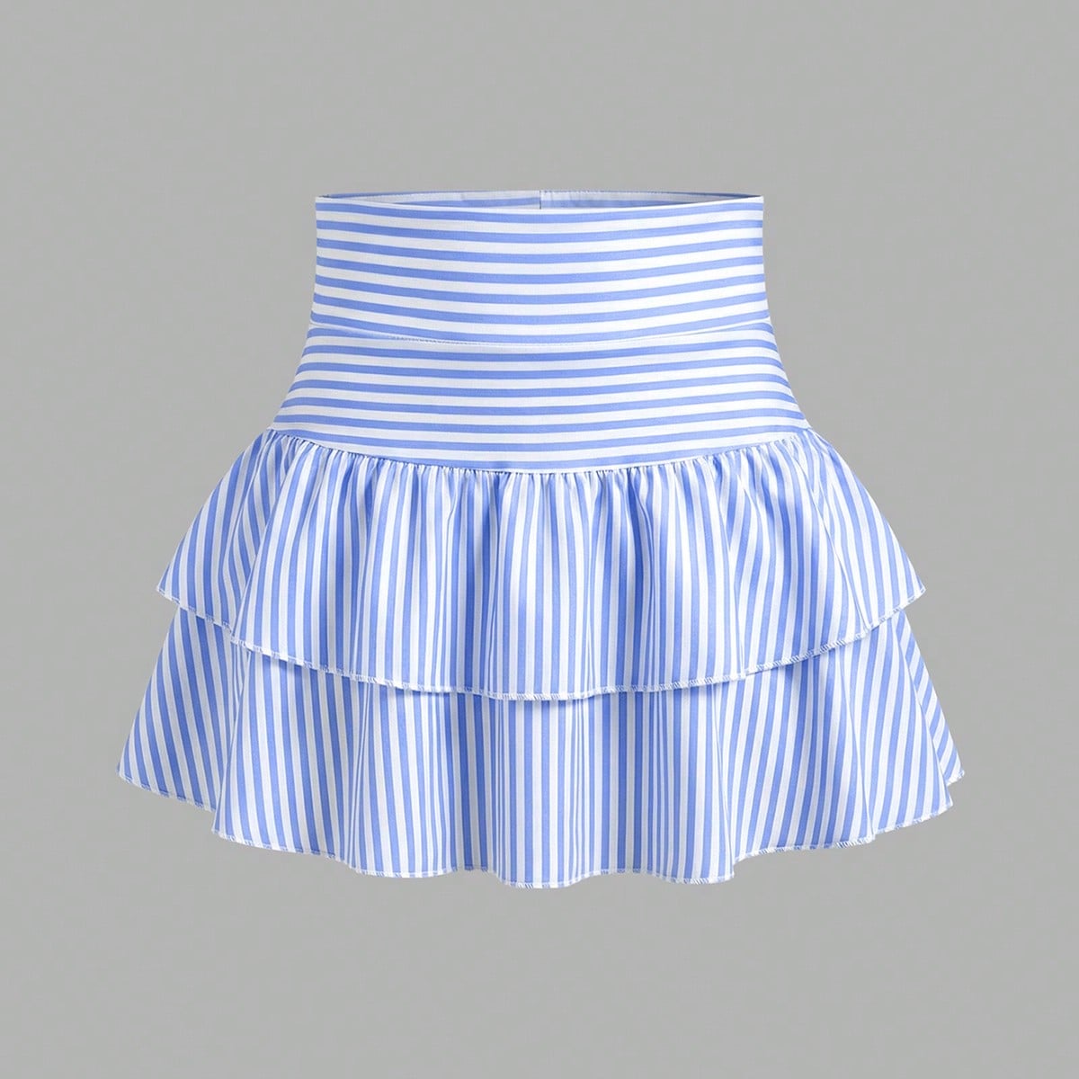 Falda mini con volantes y pantalones cortos incorporados de unicolor tejidos para niñas preadolescentes, moda Y2K, de vuelta a la escuela