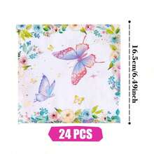 Little Butterfly Happy Birthday Disposable Plates, Napkins And Paper Cups Party Set, Serves 24 Guests. This Disposable Paper Plate Party Tableware Is Suitable For Birthdays, Weddings, Themed Parties And Family Picnics. - View 7
