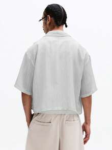 SUMWON Short Sleeve Button Down Shirt With Chest Pocket Casual Office Summer Lightweight Collared Top Business Casual Weekend Relaxed Fit - Light Grey - View 2