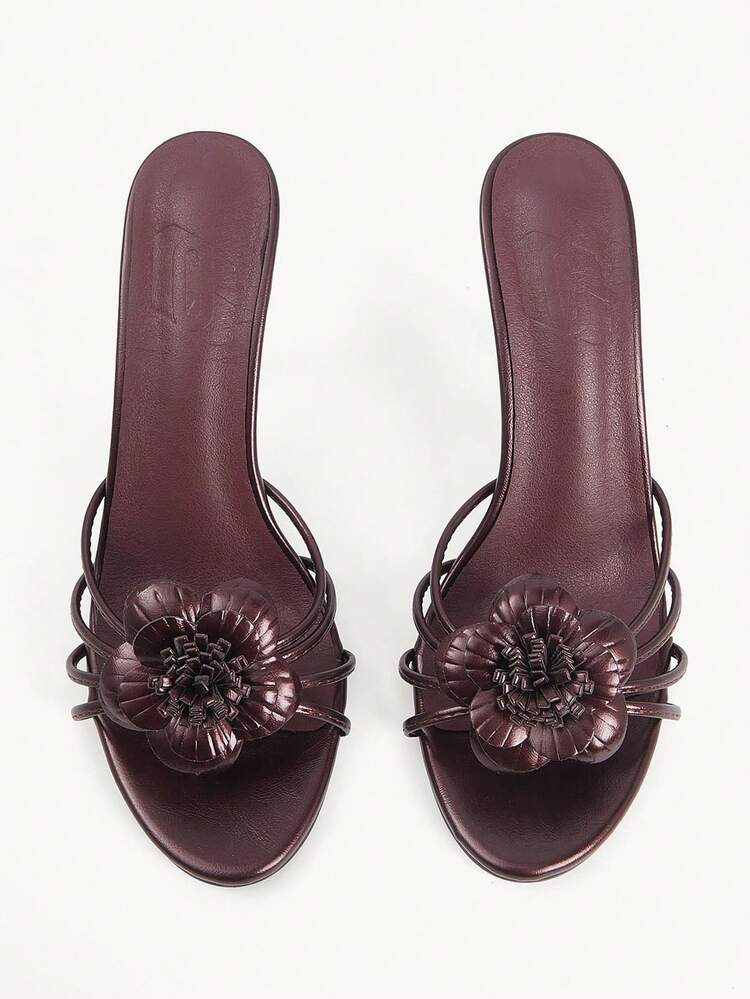 CUCCOO CHICEST Women's Fashionable And Elegant Heeled Sandals With 3D Floral Decor
