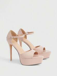 CUCCOO LuxiPop Women's Buckle Design Daily Versatile Fashion High Heels, Nightclub Party Style, Suitable For Spring And Summer, Vacation Wear, Travel Essentials, 2000's Style - Baby Pink - View 3