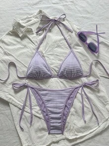 Swim Mod Bikini de 2 piezas con cuello de halter y lazada, para primavera/verano 2026 - Multicolor - Ver 3