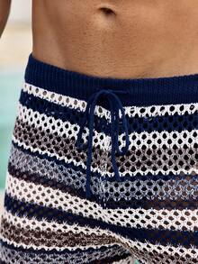 Mercer Haus 男士度假休闲多色镂空针织短裤沙滩装男士泳裤沙滩短裤，适合夏季在夏威夷的热带假期穿着。 - 彩色 - 查看 7