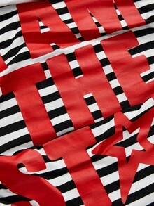 ROMWE J-Fashion Áo ống Kpop in hình ngôi sao và khẩu hiệu Y2K cho nữ - Đen và trắng - Xem 3