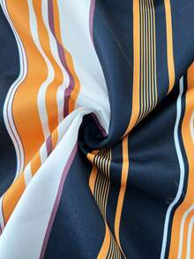Plus Size Sleeveless Retro Striped Elegant Dress - Multicolor - View 7