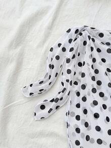 SHEIN 少女三件套泳衣，波点印花，系带泳裤和裙子，适合夏季度假和海滩穿着 - 彩色 - 查看 7
