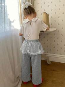 DAZY Baby Girls Casual Mesh Patchwork Korean Style 2 In 1 Bottom Toddler - Light Grey - View 4