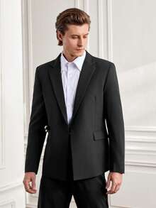 Officeau Áo khoác nam màu đen sành điệu Slim Fit dành cho đám cưới và tiệc tùng, áo khoác ngoài thời trang - màu đen - Xem 3