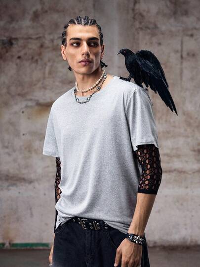 Camiseta de manga corta de unicolor casual para hombres, cómoda y transpirable, estilo de verano
