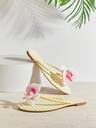 SHUZIA Women Fabric Flower Bow Decor Gingham Check Flat Casual Daily Wear Summer Multicolor Flip Flop Sandals Summer Shoes