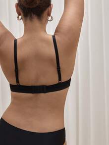 Bralution Women's Black Casual Comfy Fabric Plain Padded Bra - Black - View 3