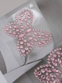 Rhinestone Butterfly Glamorous Full Sexy Shiny Nipple Cover Pasties & Chafing Sweat Pads For Women, For Rave - Pink - View 6