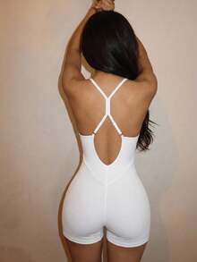 Slaydiva Áo tank top trắng dáng ôm phong cách đường phố mùa hè mới, dây chéo, lưng hở, chi tiết xếp ly kẻ sọc, thích hợp mặc hàng ngày, đi học, thể thao, tập thể dục, lễ hội âm nhạc, hòa nhạc, trang phục sân bay, trang phục ăn trưa, du lịch, kỳ nghỉ, thư giãn tại nhà-Z - trắng - Xem 3