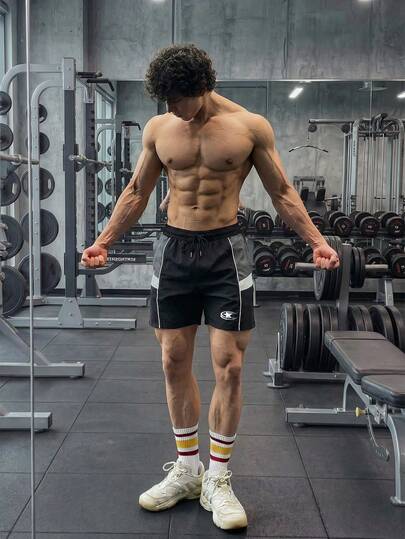 GymBeat 男士撞色拼接运动短裤