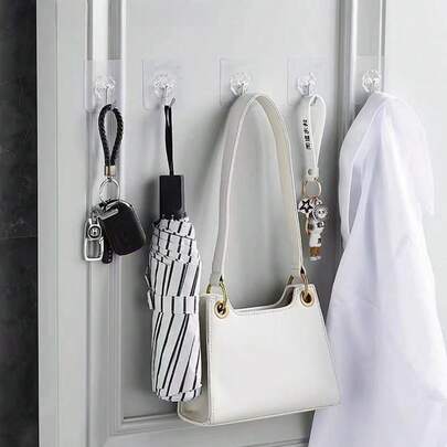 1PC/10/20/30Pcs Semi-Transparent Strong Adhesive Hooks, No Drilling Required Traceless Load-Bearing Hooks, Removable Waterproof And Rustproof Wall Hooks, Suitable For Hanging Clothing, Hats, Tableware, Shoes, Accessories, Kitchenware And Bags, Ideal For Kitchen, Bathroom, Living Room, Bedroom Walls, Doors And Cabinets