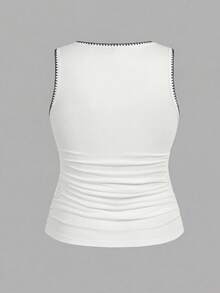 SHEIN LUNE 2pcs Casual Minimalist Summer Seashell Crafted Contrast Color Plus Size Women Vest Top - Multicolor - View 4