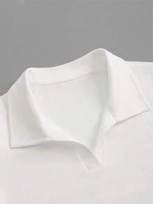 Airaco Women's Solid Color Polo Collar Short Sleeve Casual Versatile T-Shirt - White - View 3