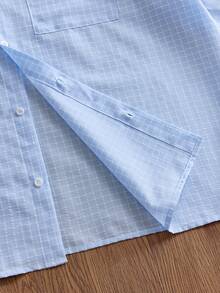 SWAVVY Camisa casual de manga corta a cuadros para hombre, primavera/verano - Azul - Ver 5