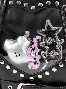 ROMWE Kawaii Túi đeo chéo Love Locomotive Sweet And Cool Wind trong suốt nhiều lớp - màu đen - Xem 4