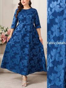 Reflora Đầm dài ren màu xanh dương thanh lịch dành cho nữ cỡ lớn, kiểu dáng thướt tha lãng mạn, thích hợp cho mùa xuân/hè. - Màu xanh hải quân - Xem 7