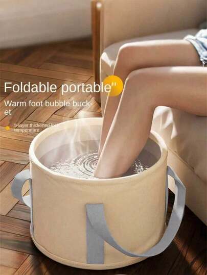 SHEIN 1PC Foldable Portable Insulated Foot Bath Bucket Tray 2 Sizes Home Spa Travel Camping Washbasin Outdoor Foot Soak Tub For Sports Relaxation Gift Cold Hot Therapy Storage Body Care Waterproof Lightweight Durable Easy Carry Compact Design Space Saving Comfortable Soothing Stress Relief Reusable Multi Purpose Indoor Outdoor Use Winter Summer