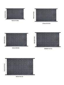 1pc 5'x8' Outdoor Rug For Patio , Waterproof Mat, Double-Sided Plastic Camping Rug, RV, Porch, Deck, Campers, Balcony, Backyard, Black And Gray - A - View 6