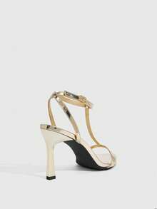 CUCCOO SZL Women's Pointed Toe Buckle Design Fashion Daily Wear High Heel Sandals - Gold - View 3