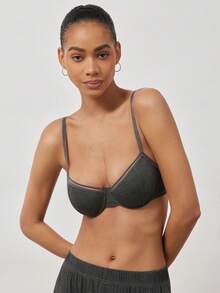 Ocili 1pc Women's Fashion Comfortable Wireless Solid Color Bra, Sexy Backless Versatile Lingerie - Dark Grey - View 5