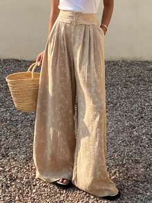 Livesso Quần ống rộng dáng suông họa tiết hoa dành cho nữ - Xám - Xem 3