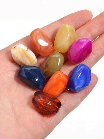 10Pcs 21x12mm Asymmetric Cloud Shape Acrylic Beads Two Tone Color Marble Vein Dot Pattern High Gloss Finish For DIY Jewelry Making Necklace Bracelet Keychain Earrings Phone Charm Craft Supplies