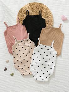 Cozy Pixies 5pcs/Set Baby Girl Solid Color Soft Knit Romper Outfit - Multicolor - View 2