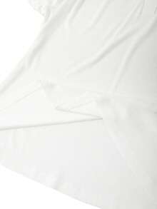 GlowEve CURVE Plus Size White Ribbed Knit Short Sleeve T-Shirt, Button Detail Casual Top Button Shirt White Polo Shirt Collared Shirt Ribbed Shirt Short Sleeve Polo Button Detail Shirt Ribbed Knit Top - White - View 7