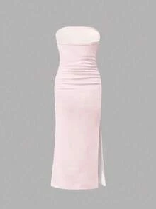 独家海滩风印花休闲少女夏季套装，黑色开衩修身连衣裙，适合街头风和居家休闲穿着。 - 彩色 - 查看 2