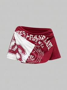 Street Life 女式 Y2K 千禧年复古拼布印花休闲运动性感短款露肩上衣 - 彩色 - 查看 5