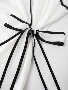 EMERY ROSE Women's Elegant Contrast Color Trim Tie-Wrap Camisole Dress, Summer - White - View 5