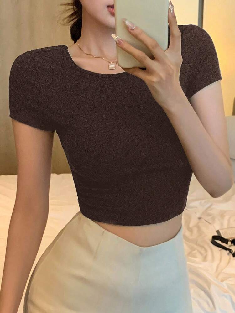 Women's Summer Backless Tie-Up Bow Sexy Casual Short Sleeve T-Shirt