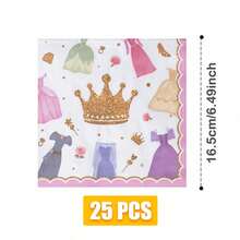 Set di stoviglie monouso per 16 persone, con gonne a forma di corona a quattro petali, piatti, tovaglioli, bicchieri di carta, adatto per compleanni, matrimoni, feste a tema, picnic in famiglia - Visualizzare 7