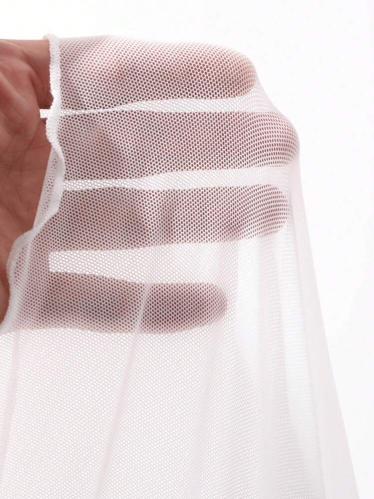 Dazy Plus Plus Size Women's Sexy Sheer Mesh Off-Shoulder Ruffle Hem Long Nightgown, Comfortable Home Dress For Spring & Summer