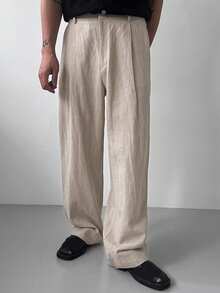 DAZY Khaki Solid Color Casual Pants For Men - Khaki - View 5