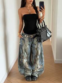 StreetHx Body sin mangas y sin tirantes para mujer, prenda de vestir de calle para el verano - Negro - Ver 6