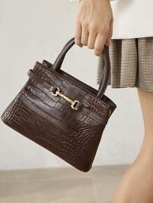 MOTF PREMIUM FASHION ALLIGATOR PATTERN HANDBAG - Coffee crocodile pattern - View 8