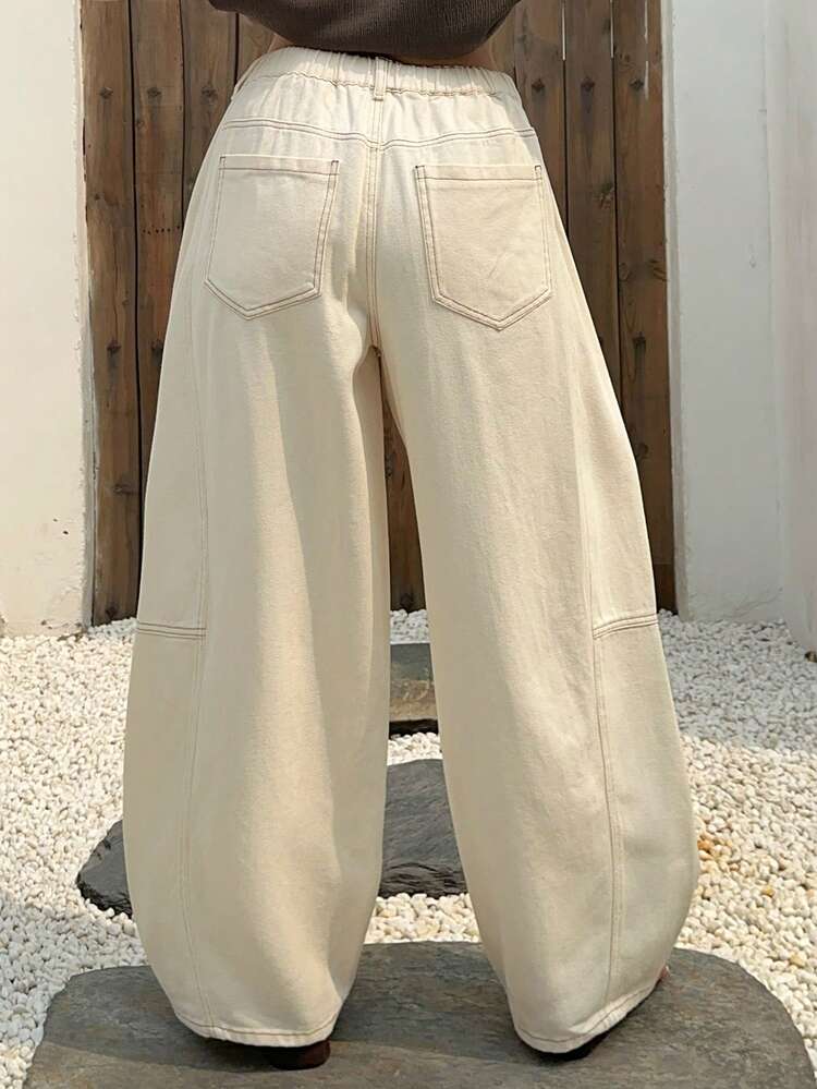 Dazy Plus Plus Size Women's Casual Street Style Patchwork Straight Leg Jeans, White Denim, Spring/Summer Vacation