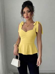 Camiseta de mujer elegante y romántica - Amarillo claro - Ver 4