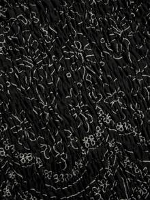 Sweetra Plus Size Square Neck Ruffle Sleeve Short Dress, Elegant Vintage Cute Faux Embroidery Pumpkin Brown Knee-Length A-Line Dress - Black - View 4