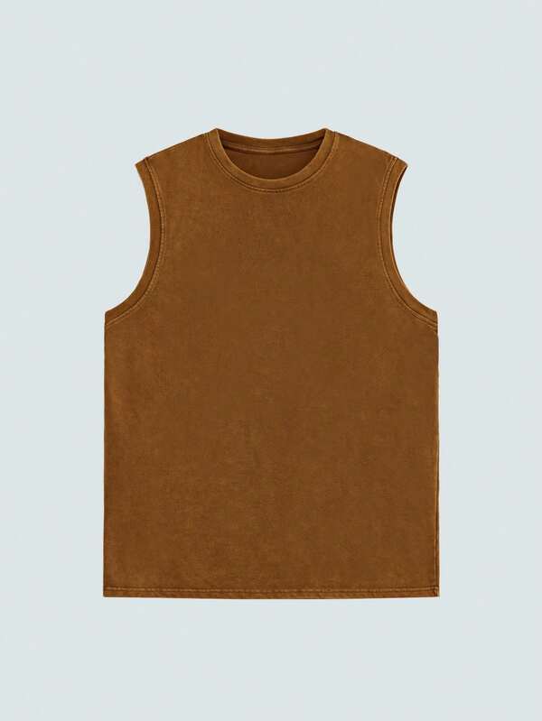 Modcrash Men's Tank Top, Streetwear Washed Vintage Casual, Relaxed Fit, Spring Summer, Dark, Unisex