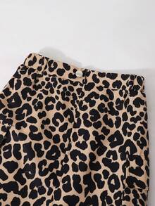 SHEIN 两件套女童甜美可爱棕色蝴蝶结装饰T恤和豹纹半裙休闲套装，适合夏季穿着 - 彩色 - 查看 7