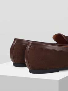 Mnmlis Women's Retro Spring British Style Small Leather Shoes Slip-On Loafers Flat Shoes - Brown - View 5