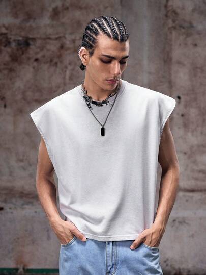 Skyrend 男士休闲水洗复古宽肩背心